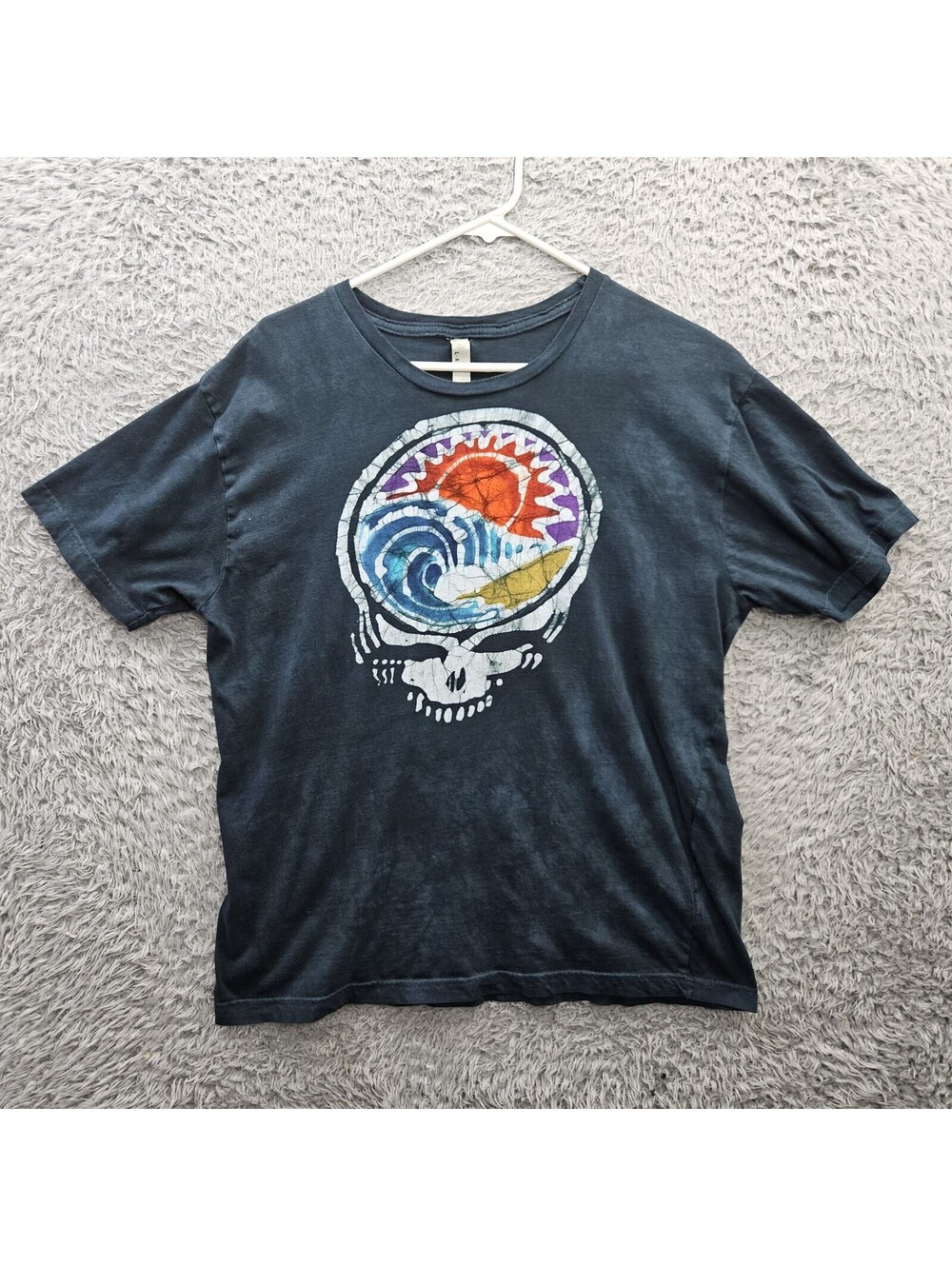 LAT Grateful Dead Tie Dye T Shirt Men Large Cotton Steal Your Face Skull Blue